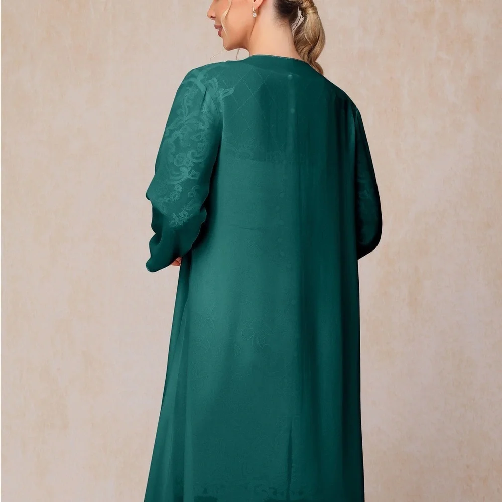 Mother Of The Bride Knee Length Chiffon Lace Formal Dress Teal Green SZ 12 NWOT - Picture 14 of 14